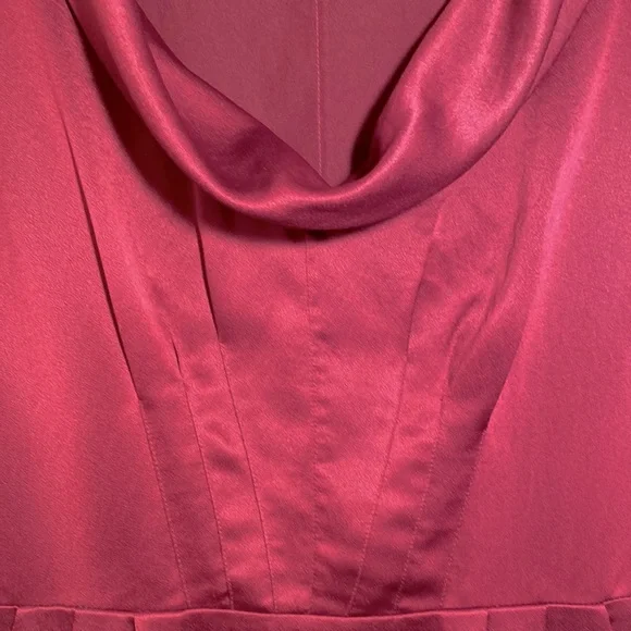 BCBGeneration Satin Finish Cowl Neck Dress, wine colored, size small. - Picture 3 of 5